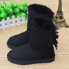 FREE SHIPPING 2018 Christmas classic tall Cotton boots winter Boots real leather Bailey Bowknot women's bailey bow Snow Boot Trendy shoes