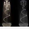 Moderne Led D40 D60 D80 D100cm K9 Cristal Clair Plafonnier Lampe Lustres Penthouse Escalier En Colimaçon Villa Salon Luminaires