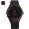 REDFIRE gravure irrégulière cadran creux montre en bois d'ébène hommes mouvement à Quartz noir en cuir véritable montre-bracelet pour hommes boucle ardillon 276H