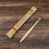 10 Colors Head Bamboo Toothbrush Wholesale Environment Wooden Rainbow Bamboo Toothbrush Oral Care Soft Bristle WCW961