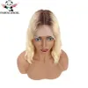 WAVE 1B613 Blond Kort Bob Wigs 1B Purple Neon Pink Brazilian Remy 134 Spets Front Human Hair Bob Wigs For Women Panda3755857