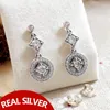 Authentischer 925er Sterlingsilber-CZ-Diamant-Scheibenanhänger-Ohrhänger für Damen, Hochzeitsgeschenk, mit Originalverpackung für Pandora-Ohrstecker