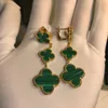 vendre 925 argent quatre feuilles fleur ensemble de bijoux pour les femmes de mariage collier bracelet boucles d'oreilles bague vert nacre coquille trèfle3685489