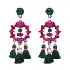 Boho Statement Sieraden Lange Kwastje Grote Oorbellen Dangle Drop Crystal Earring voor Dames 4 kleuren