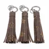 DIY Bag Pendant Car Keychain Matte PU Leather Tassel Key Chains Key Ring Holder for Women Girls Fashion Floral Bag Charm Jewelry Keyring