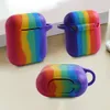 AirPods 용 Airpod 케이스 1 2 Pro Rainbow 패턴 케이스 보호기 레인보우 빌딩 블록 Keychains 디자이너 AirPod 케이스