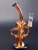 Янтарная стеклянная вода бонги 8,6 дюйма встроенных кальянов Perc Percolator Head Dab Dab Gig Bong для курения