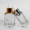 Flacone contagocce in vetro moda 30 ml contenitore cosmetico trasparente per olio essenziale confezione 1 oz hotsale, contagocce bottiglia in vetro siero LX2362