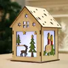 Рождественская бревенчатая домика висит деревянный ремесленный комплект, головоломка игрушка рождественский деревянный дом с свечой, бар, домашние украшения, детские подарки