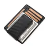 Fashion new ID bank card money clip wallet carbon fiber ultra thin genuine leather business card holder RFID protection