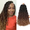 18inch Nu Locs Crochet Hair Synthetic Ombre Brown Braiding Hair Extension for Black Women 21 Strands Curly Faux Locs Braids