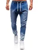 Calças masculinas listras de lavagem calças jeans casuais esportes feixe pés denim jeans outono novo cinza blue2407