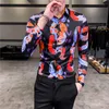 Streetwear Social Blouse Camisa Masculina 2020 봄 한국 디자이너 캐주얼 남성 셔츠 긴 소매 슬림 피트 망 드레스 셔츠