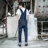 2020 nouveaux hommes Harajuku Denim salopette hommes Version coréenne des pieds d'auto-culture Stretch jeans sangle bleu Trouse296C