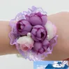 Beau corsage de fleur rose rouge champagne violet avec broche pour mariage fournitures de marié mariée vente au détail et en grosBF02