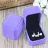 Commercio all'ingrosso 12 pz/lotto 5.5*5*4 cm Moda Ottagonale Velluto Viola Anello Dei Monili Scatola di Imballaggio Orecchino Display Anello di Nozze confezione regalo