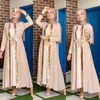 Paillettes Frontière Ouverte Avant Abaya Kimono Cardigan Couleur Unie Femmes Robe Musulmane Modeste Porter Dubai Turquie Ramadan Eid Abaya Islam1170a