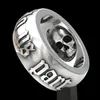 Sanjie new creative to death skull ring Pang Kefeng punk Thai silver black ring4797434