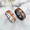 2020 Nieuwe Wood Inlay Dome Wedding Band Ring voor Heren Sieraden Roestvrij staal Carbide Ringen