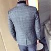 Helisopus Męska Blazer Wiosna Plaid Casual Slim Fit Długim Rękawem Blazers Single-Siatek Kurtka męska Płaszcz Duży rozmiar1