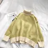 Swetry damskie Turtleneck Sweter 2021 Zimowe Kobiety Oversized Cute Sueter Mujer Pullover Dzianiny Mix-Color Grils Grils Korean