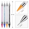 Dubbelstängd Rhinestone Picker Wax Pen Nail Gel Nail Manicure Tool Rhinestone Dotting Pencil Nail Art Tools Mandala Pochoirs De Peinture