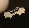 2020 Korean fashion luxury full diamond cute lamb earring jewelry 18K gold plated female earrings personality trend party earring gift