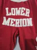 Ny High School Vintage Basketball Shorts Zipper Pocket Running kläder Lägre Merion Red Color #33 Just Done Size S-XXL