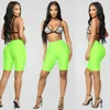 Kvinnor Hög midja Formande Yoga Shorts Forescence Green Pink Black Shiny Skinny Legings Workout Sport Gym Fitness3637233