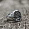 316l en acier inoxydable arbre de vie Signet Ring Classic Men Fashion Viking Amulet Anneaux Nordic Jewelry9224423