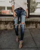 2020 Jeans estivi a vita alta Jeans da donna casual strappati con fori tagliati sottili skinny lunghi skinny jeans da donna pantaloni in denim vintage