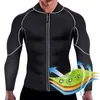 Giacca da uomo in neoprene per sauna a maniche lunghe, fitness, termo modellante, ad alta compressione, per allenamento