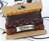 100 % echtes Lederarmband, Legierung, Kreuz, VERGEBEN, verstellbares Perlenarmband, Herren-Kombinationsanzug-Armband, 4 Stile/1 Satz