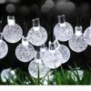 Stringa luminosa solare 20 piedi 30 LED Sfera di cristallo bianca Impermeabile Lampada da fata alimentata all'aperto per giardino domestico