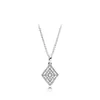 925 Sterling Silver Rhombic Pendant Halsband Kvinnor CZ Diamant Bröllopsgåva med Original Box för Pandora Geometriska Linjer Halsband