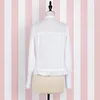 dell'annata delle donne Lolita pizzo camicetta Delicated cute cravatta manica maniche lunghe T-shirt estiva Top Colore Bianco