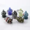 New 25 OD Colorful Striped Smoke Glass Bubble Carb Cap Heady Suit for Beveled Edge Quartz Banger Nails Oil Rigs