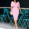 3XL 구슬 레이디 인어 드레스 2020 아프리카 여성 핑크 미디 드레스 가운 Femme Vestiods 우아한 사무실 레이디 칵테일 드레스