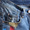 Moda masculina bordado jeans colorido pintado denim shorts verão buracos rasgados magro em linha reta calças masculinas293k