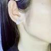 Ins Top Selling Luxury Jewelry 925 Sterling Silver Cross Earring Princess Cut White Topaz CZ Diamond Gemstones女性ウェディングクリップ277g