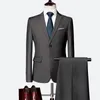 Classic Men's Suit Set 2020 High-end Customized Solid Color Slim Business Dress Groom Wedding Clothing High Quality Tuxedo /2pcs