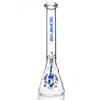 Mini printed beaker bong hookahs with notches glass water pipe dab rig 10 inches blue black green