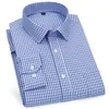 High Quality Mens Business Casual Long Sleeved Shirt Classic Striped Checked Male Social Dress Shirts Purple Blue Cheap2509