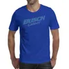 Модная мужская футболка Busch Light Beer синяя с круглым вырезом Дизайн Спортивные рубашки Латте Busch Знак светлого пива Проблемный задний край Pike Br5428292