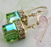 Vente chaude boucles d'oreilles pierres précieuses boucles d'oreilles cube de cristal vert péridot boucles d'oreilles carrées WY1539