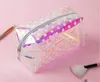 Laser Moda Cosmetic Bag por Mulheres Maquiagem TPU Transparente Beleza Organizador Pouch Feminino geléia Bolsas Lady Make Up Pacote