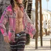 열대 하와이안 셔츠 남자 긴 소매 여름 캐주얼 프린트 셔츠 섹시한 streetwear 인쇄 블라우스 느슨한 남자 셔츠 화학 50cs