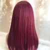 selling Burgundy Red 13x6 Lace Front Human Hair Wig With Baby Hair 150 Density Straight 99J Colored Pre Plucked Human Hair Wig5894703