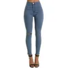 2020 Women Denim Pencil Pants Causal High Waist Jeans Woman Sexy Ripped Hole Vintage Solid Stretch Workout Skinny Mom Jeans