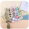 Neue 2020 8 Silikon Bead Schnuller Halter Neugeborenen Schnuller Ketten Schnuller Holz Clips Baby Zahnen Nippel Halter Kinder Kauen spielzeug M2328